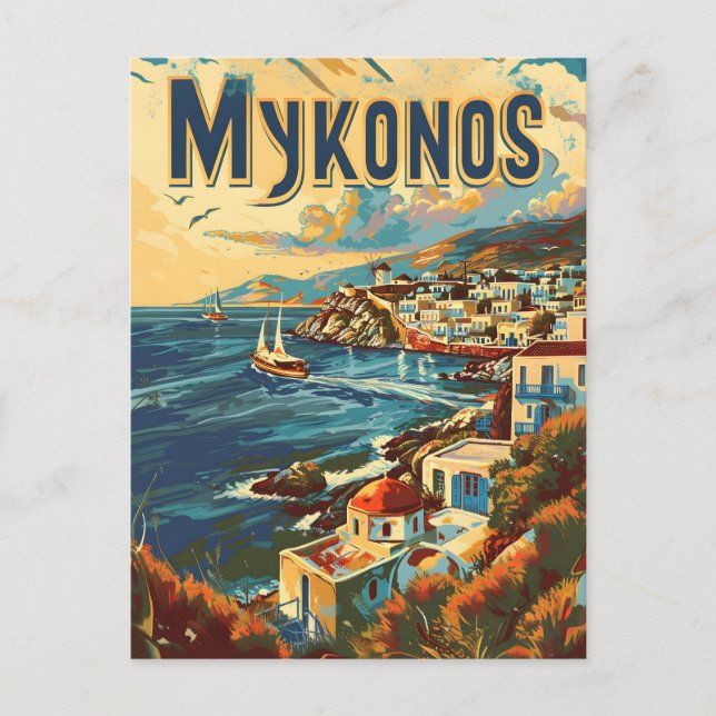 Mykonos Vintage Postcard (Front)