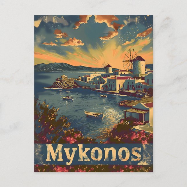 Mykonos Vintage Postcard (Front)