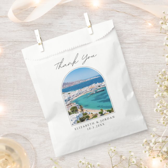 Mykonos Wedding Favor Greece Photo Thank You Bag (Clipped)