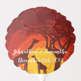 Mylar Balloon African Safari Giraffe Sunse