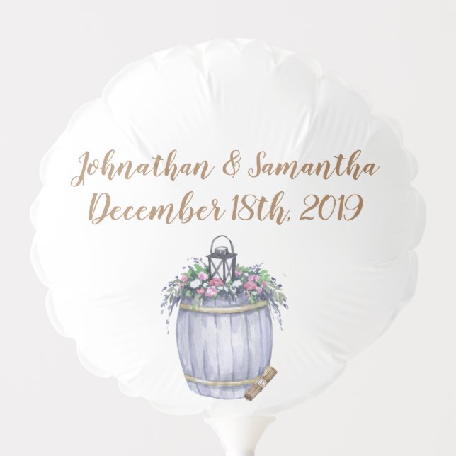 Mylar Balloon Summer Country Wedding Rustic Waterc (Front)