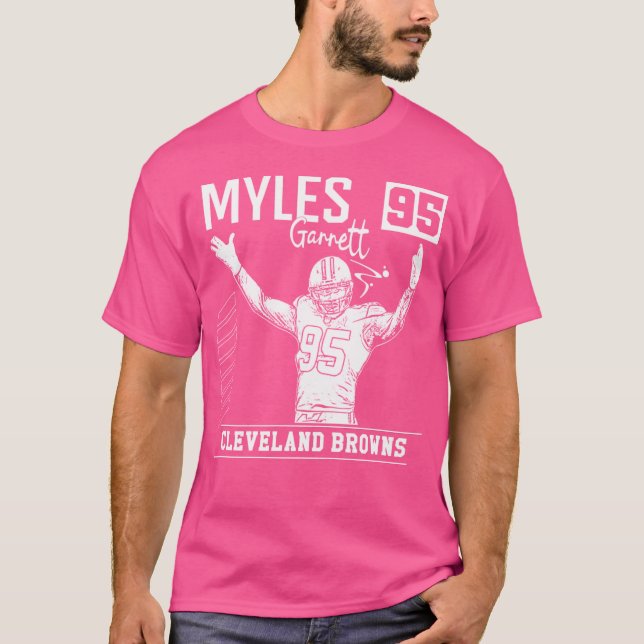 Myles Garrett  Cleveland Browns  White Retro T-Shirt (Front)