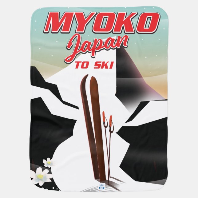 myoko japan ski poster baby blanket (Back)