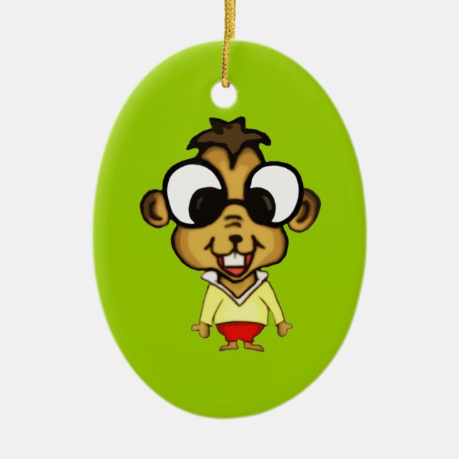 Myopic Chipmunk Ornament (Front)