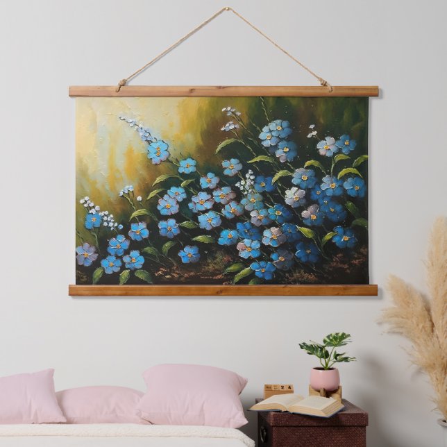 Myosotis Flowers Oil Painting Hanging Tapestry (Bedroom)