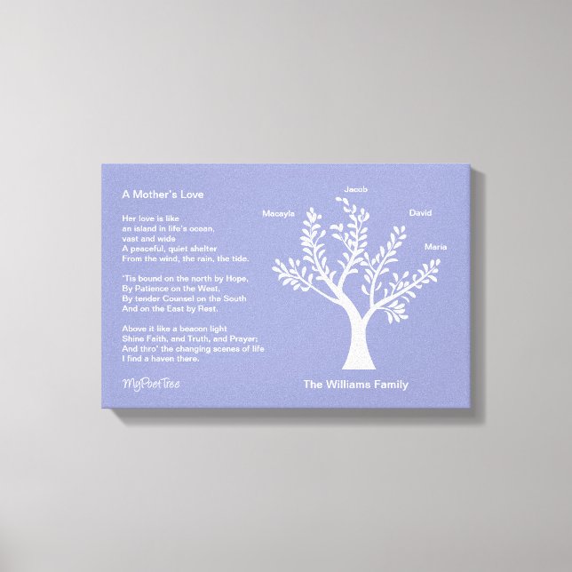 MyPoetTree, Family Tree with Poem for Mom Canvas Print (Front)