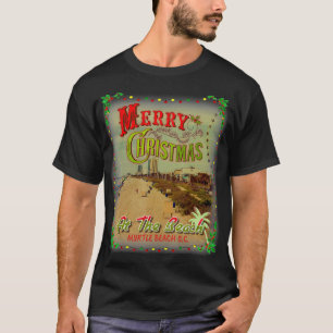 MYRTLE BEACH CHRISTMAS AT THE BEACH VINTAGE ART ON T-Shirt