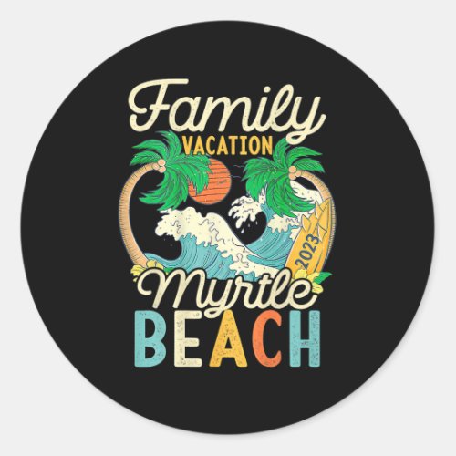Myrtle Beach Family Vacation 2023 Matching Retro C Classic Round Sticker