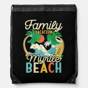 Myrtle Beach Family Vacation 2023 Matching Retro C Drawstring Bag