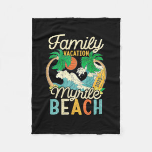 Myrtle Beach Family Vacation 2023 Matching Retro C Fleece Blanket