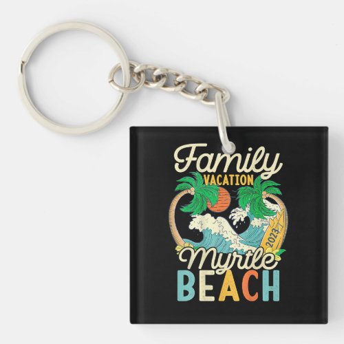 Myrtle Beach Family Vacation 2023 Matching Retro C Keychain