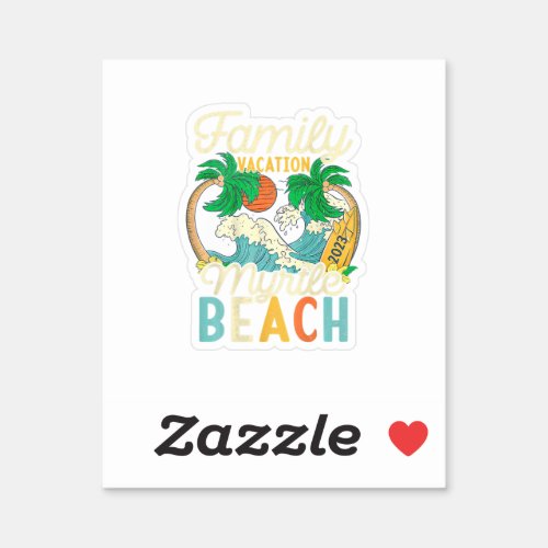 Myrtle Beach Family Vacation 2023 Matching Retro C Sticker