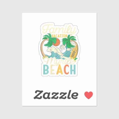 Myrtle Beach Family Vacation 2023 Matching Retro C Sticker