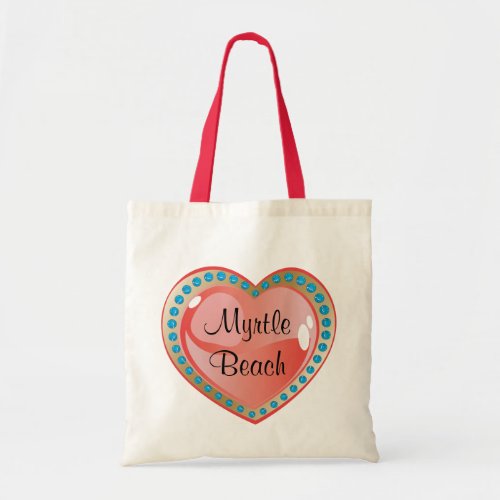 Myrtle Beach Heart Budget Canvas Tote Bag