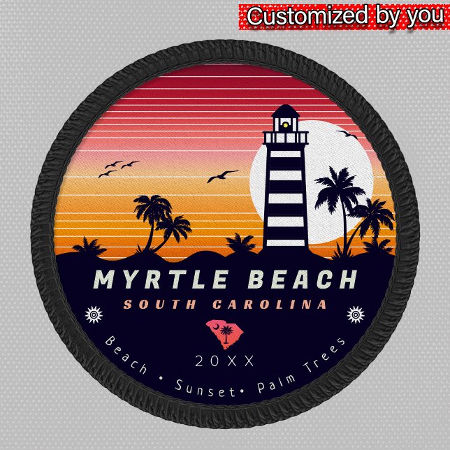 Myrtle Beach lighthouse SC Retro Sunset Souvenirs Patch (Creator Uploaded)