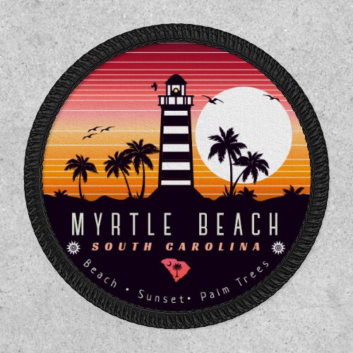 Myrtle Beach lighthouse SC Retro Sunset Souvenirs Patch