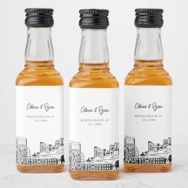 Myrtle Beach Party Favor Welcome Gift Custom Liquor Bottle Label (Bottles)
