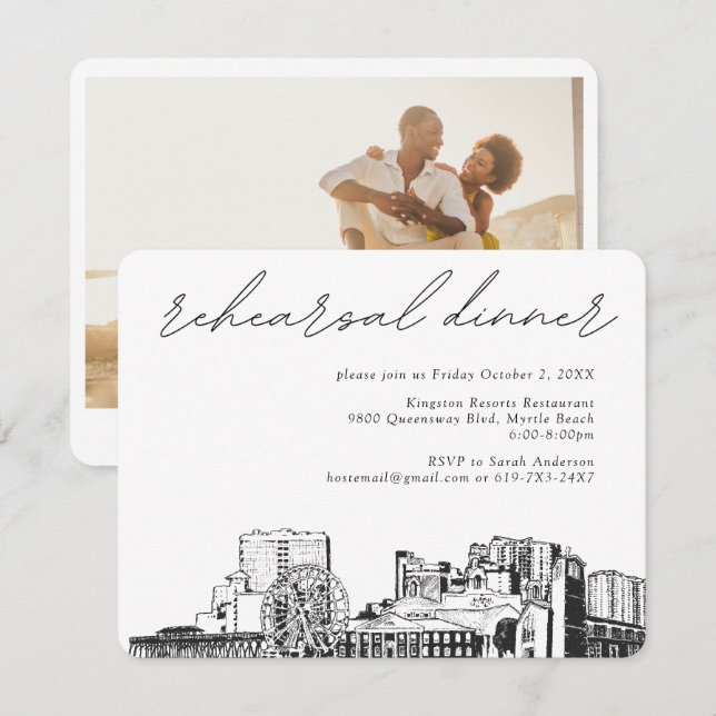 Myrtle Beach Rehearsal Invite Enclosure Card (Front/Back)