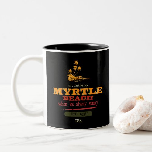 Myrtle Beach Retro Vibes South Carolina Two_Tone Coffee Mug