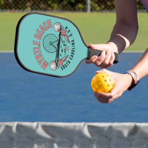 Myrtle Beach Retro Vignette   Pickleball Paddle