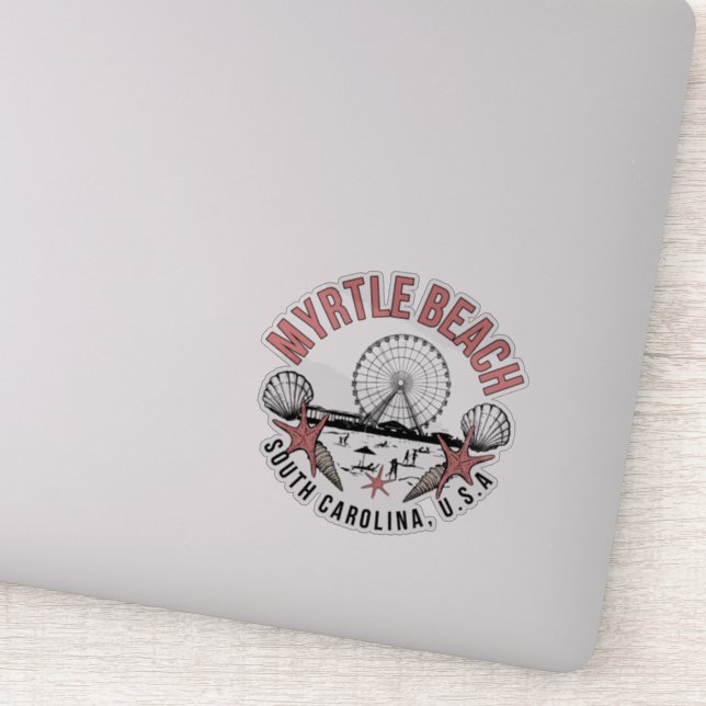 Myrtle Beach Retro Vignette Vinyl Decal (Detail)