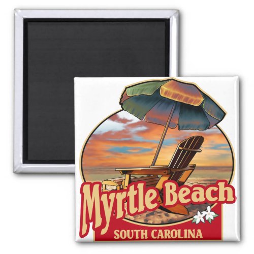 Myrtle Beach SC Beach Scene Design Magnet