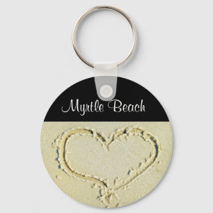 Myrtle Beach SC Heart on a Sandy Beach Key Chain