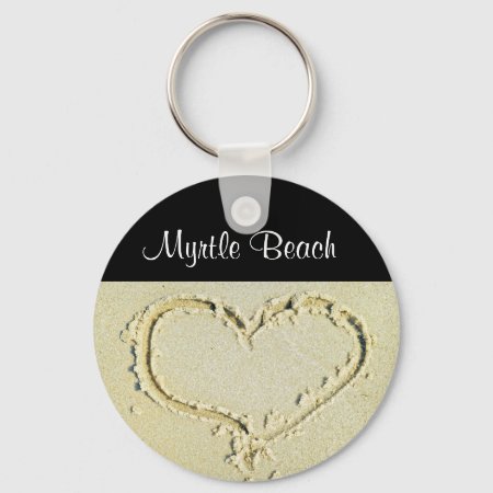 Myrtle Beach Sc  Heart On A Sandy Beach Key Chain