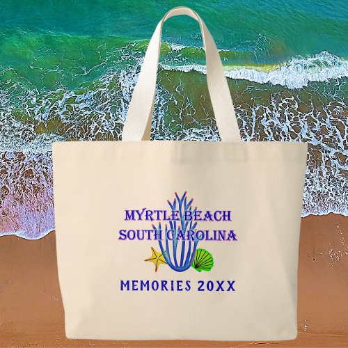 Myrtle Beach SC Memories with Year Large Tote Bag