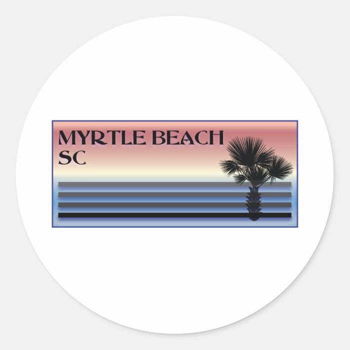 Myrtle Beach SC Palm Tree Round Sticker