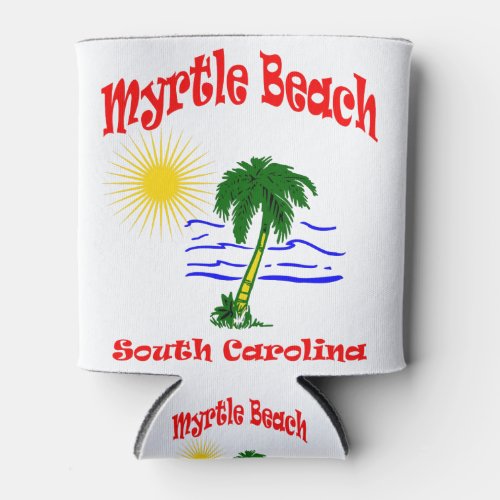 Myrtle Beach SC Palm Tree Water Design Can Cooler