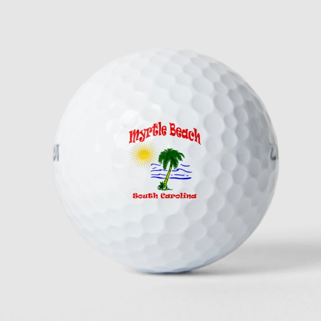 Myrtle Beach SC Palm Tree Water Design Golf Balls (Front)