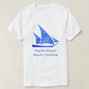 Myrtle Beach SC Sleek Bright Blue Sailboat T-Shirt