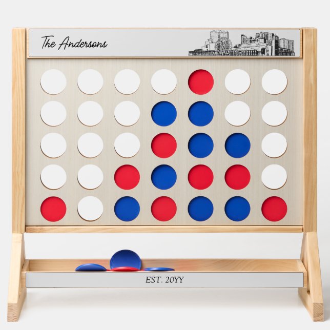 Myrtle Beach Skyline Personalized Lawn Game Fast Four (Back)