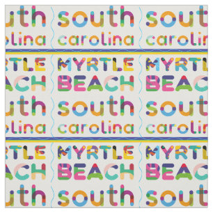 Myrtle Beach, South Carolina. Color Text Pattern Fabric