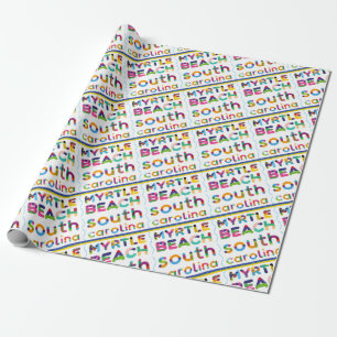 Myrtle Beach, South Carolina. Color Text Pattern Wrapping Paper
