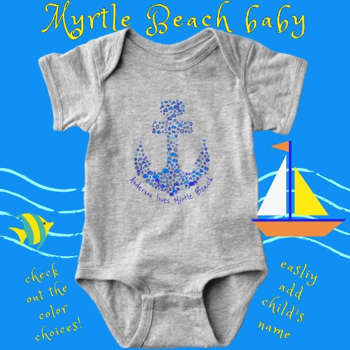 Myrtle Beach South Carolina Fun Nautical Art Baby Bodysuit