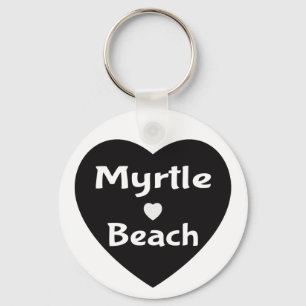Myrtle Beach South Carolina Heart Black Keychain