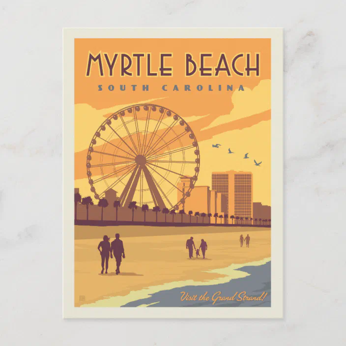 Ferris Wheel Moon Pier etc Modern Postcard Myrtle Beach South Carolina Montage 