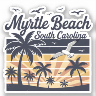 Myrtle Beach South Carolina Retro Sunset Beach Sticker