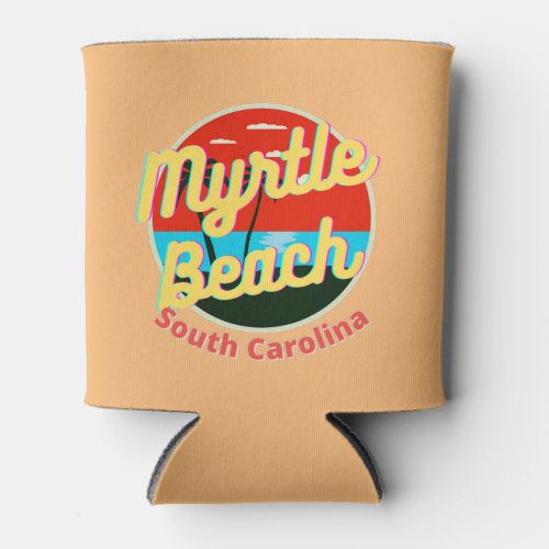 Myrtle Beach South Carolina Retro Sunset  Can Cooler