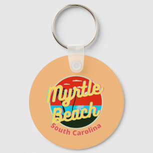 Myrtle Beach South Carolina Retro Sunset Keychain
