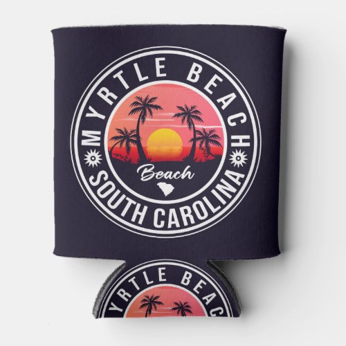 Myrtle Beach South Carolina Retro Sunset Souvenir Can Cooler