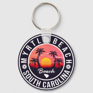 Myrtle Beach South Carolina Retro Sunset Souvenir Keychain