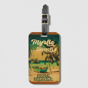 Myrtle Beach South Carolina Retro Sunset Souvenir Luggage Tag
