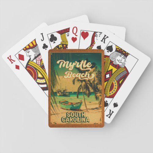 Myrtle Beach South Carolina Retro Sunset Souvenir Poker Cards