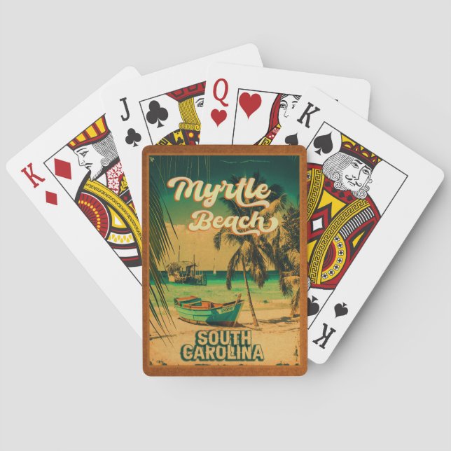 Myrtle Beach South Carolina Retro Sunset Souvenir Poker Cards (Back)