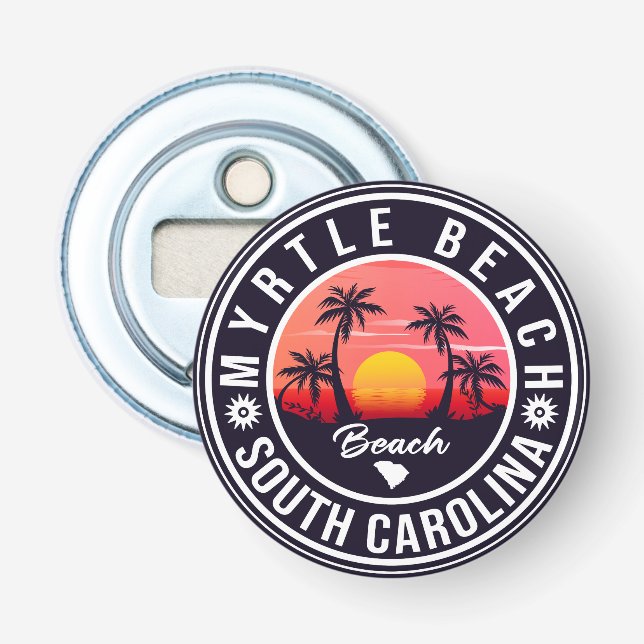 Myrtle Beach South Carolina Retro Sunset Souvenirs Bottle Opener (Front)