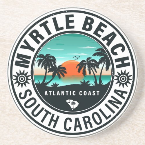 Myrtle Beach South Carolina Retro Sunset Souvenirs Coaster