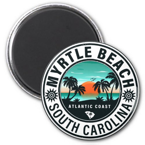 Myrtle Beach South Carolina Retro Sunset Souvenirs Magnet